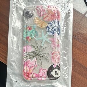 I phone 14 Clear Floral Phone Case with Tropical Design